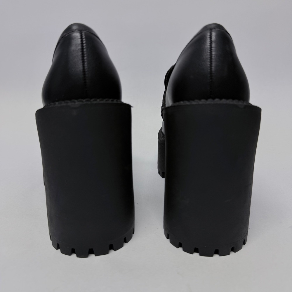 Forever 21 Womens Black Platform Penny Loafers Chunky Block Heel Lug Sole 5.5 - Picture 6 of 12